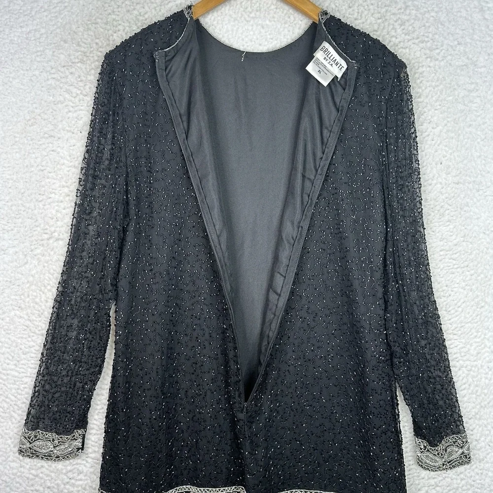 Vintage Brilliante by J.A. Black‎ Beaded 100% Silk Shift Cocktail Dress XL